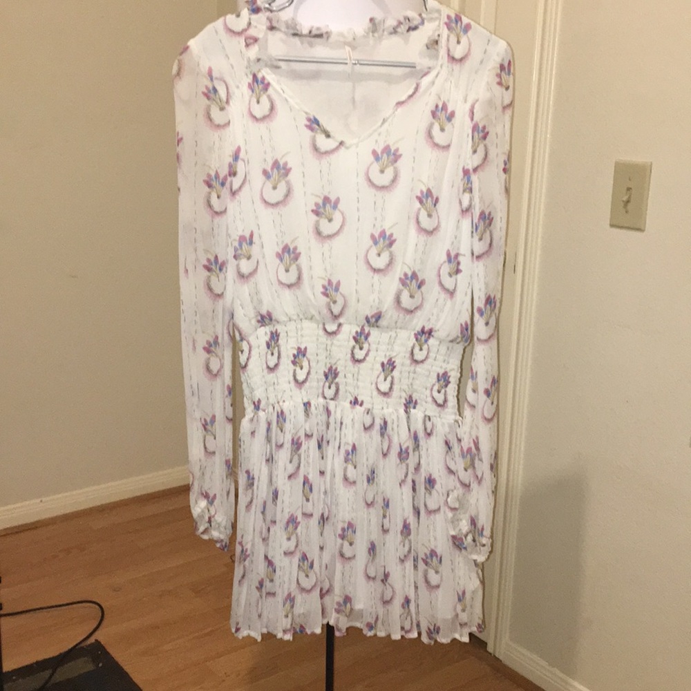 Women’s skater dress with sheer long sleeves M.